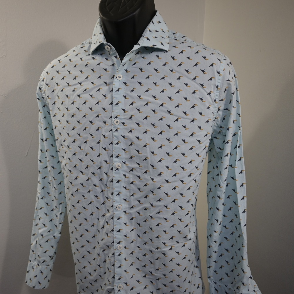 Original Penguin Button Up Dress Shirt Mens 15.5 32/33 Heritage Slim Fit Toucans